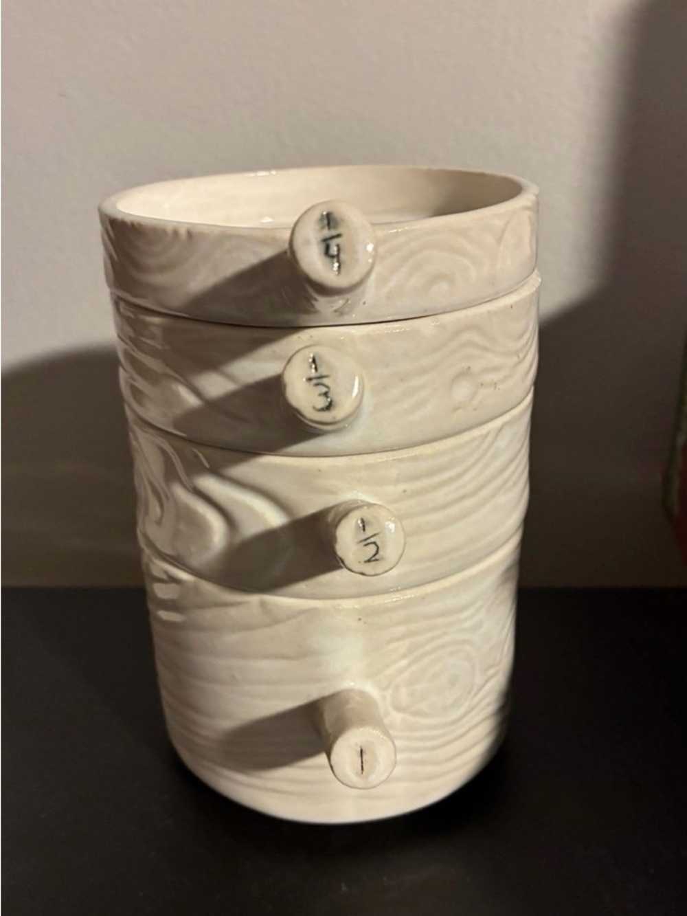 Handmade ceramic Woodgrain measuring cups